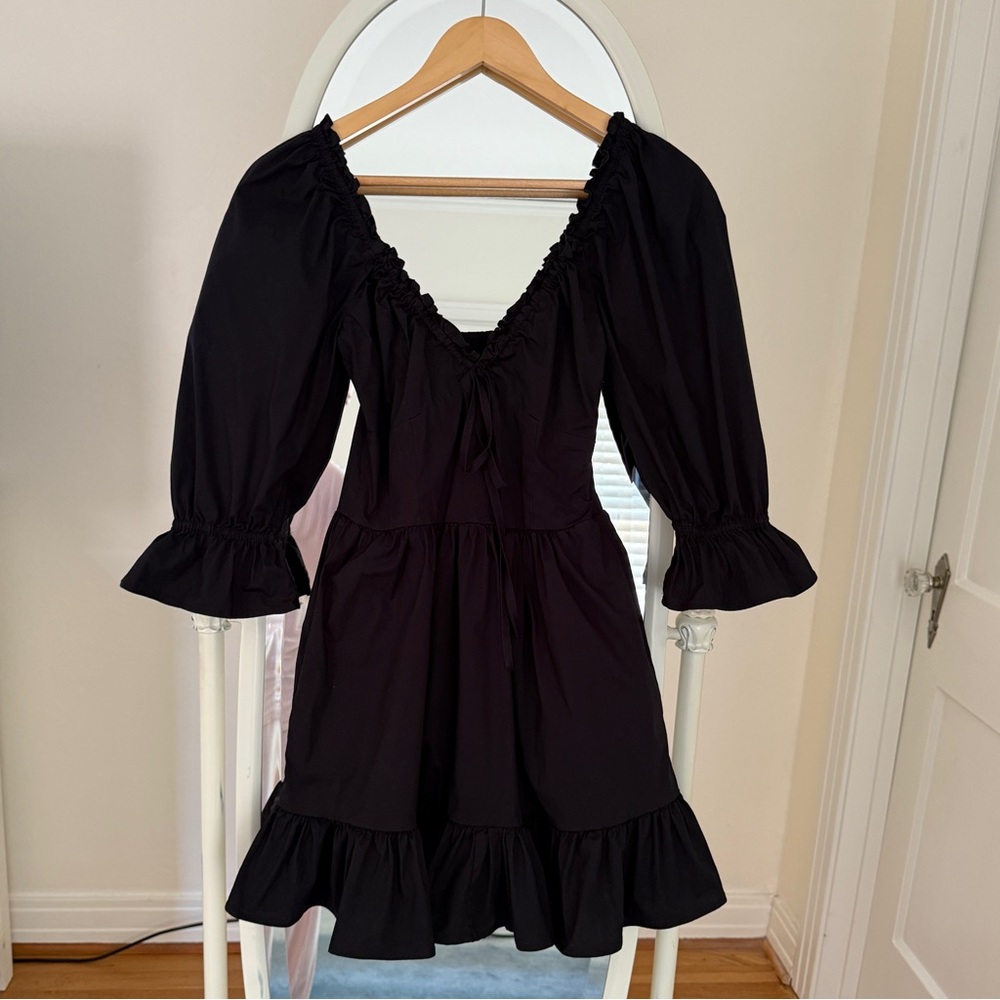 Hill House Black Ruffle Mini Dress
